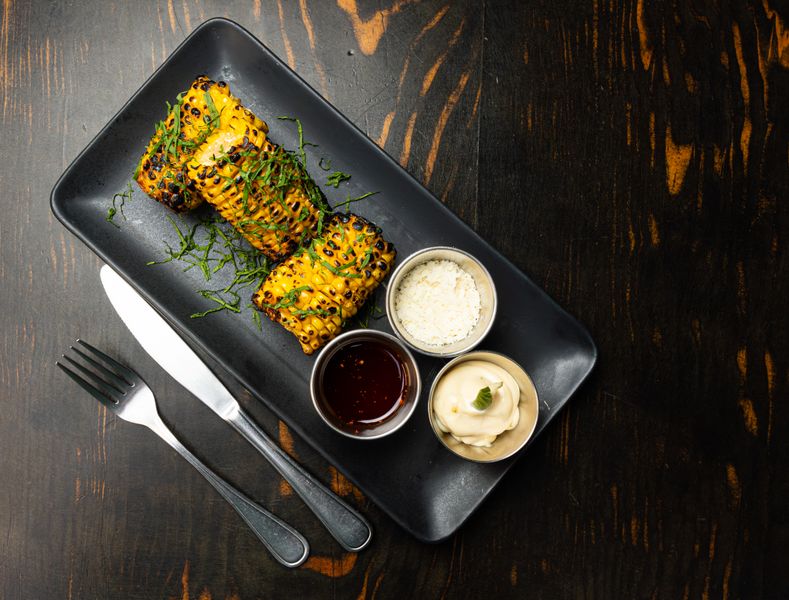 Fresh corn on the cob with chilli butter